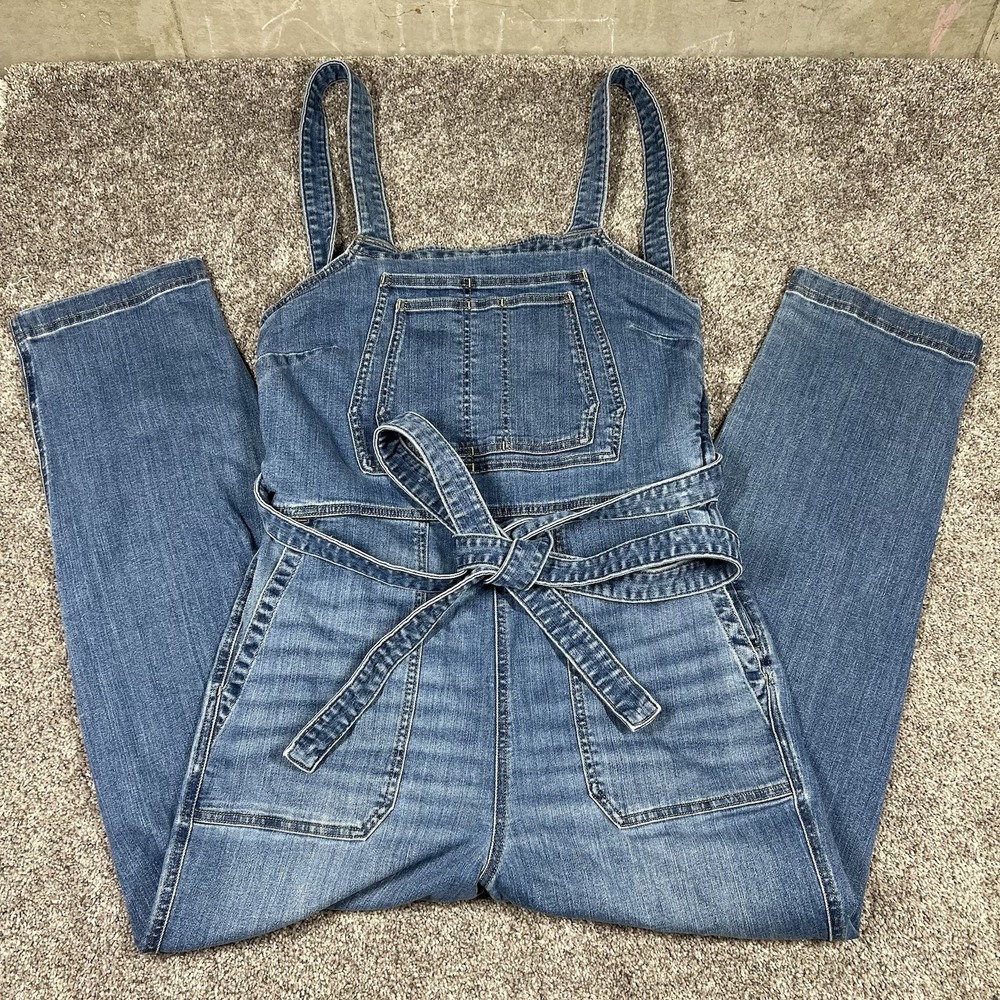 Duluth Trading Women's Daily Denim Overalls Tie Jumpsuit SIZE 6 Blue Wash Garden